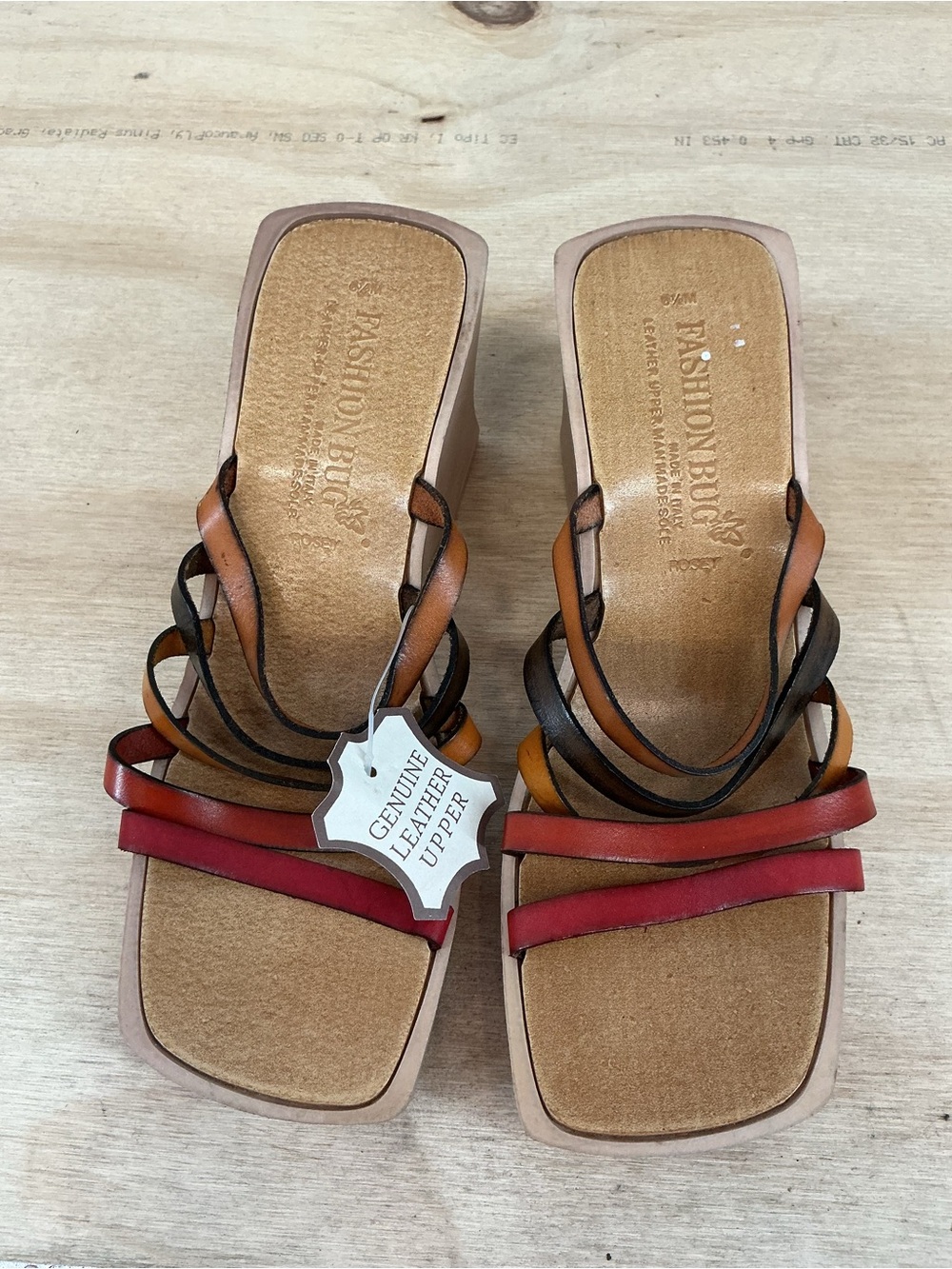 Fashion Bug Multicolor Leather Strappy Slide Mules Size 38